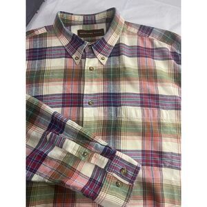 Men's Woodland Trail Multicolor‎ Plaid Flannel Button Down Shirt-Size XXL